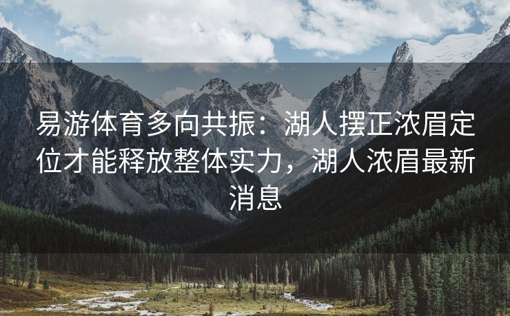 易游体育多向共振：湖人摆正浓眉定位才能释放整体实力，湖人浓眉最新消息