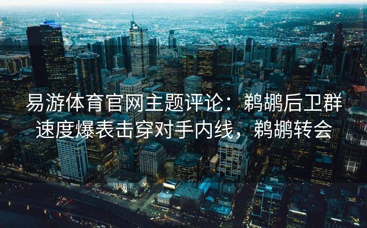 易游体育官网主题评论：鹈鹕后卫群速度爆表击穿对手内线，鹈鹕转会